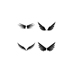 Fototapeta na wymiar Wings black icons vector set. Modern minimalistic design.
