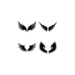 Wings black icons vector set. Modern minimalistic design.