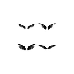 Wings black icons vector set. Modern minimalistic design.