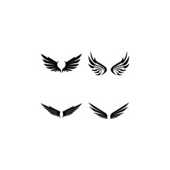 Wings black icons vector set. Modern minimalistic design.