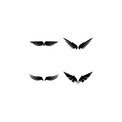 Wings black icons vector set. Modern minimalistic design.