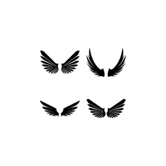 Wings black icons vector set. Modern minimalistic design.