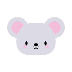 head mouse kawaii, flat style icon