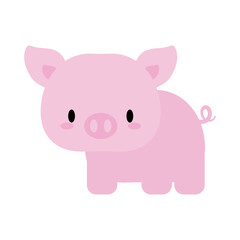 Obraz na płótnie Canvas cute pig baby kawaii, flat style icon