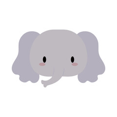 head elephant baby kawaii, flat style icon