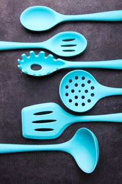 Set Of Blue Nylon Kitchen Utensils