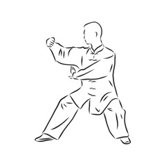 Kung fu Chinese. vector sketches in a simple contours. kung fu fighter, vector sketch illustration