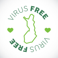 Finland map cornavirus free zone. Virus clear area.