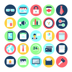 Pack of Business Vector Icons in Flat Circular Design