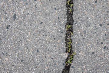 Background and texture of pavement with cracks close up. A symbol of trouble and problems in the relationships