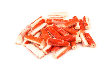 Group of frozen crab stick, crabsticks, crab meat, crabmeat, surimi
