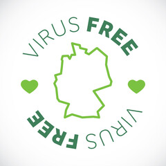 Germany map cornavirus free zone. Virus clear area.