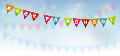 Obraz premium Party flags with text -Back to school-. Handmade font.