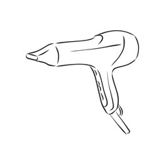 Fashion salon service accessory, design pink plastic fen isolated on white background. hair dryer, vector sketch illustration