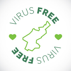 North Korea map cornavirus free zone. Virus clear area.