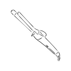 Hand Drawn Curlers Sketch Symbol isolated on white background. Vector barbershop accessories hair curler, vector sketch illustration