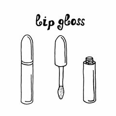 A mini set of lip gloss, open and closed. Outline lip gloss vector icon. isolated black simple line element illustration from beauty concept. lip gloss icon on white background.