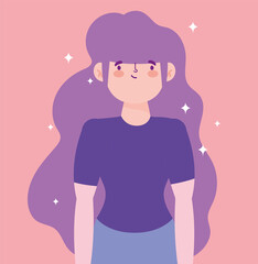 young woman portrait cartoon character female design