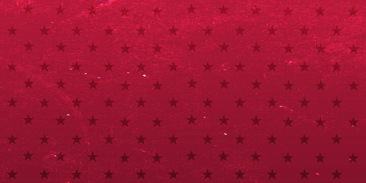 Red background with stars. Vector grange illustration.