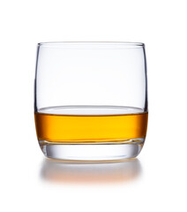 A isolated bowl style glass of whisky, shot on white