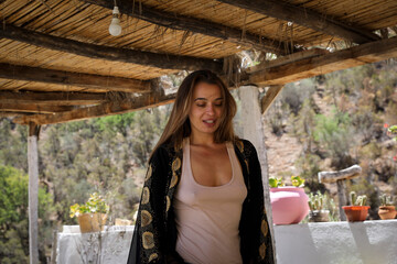 Beautiful girl in Arabic cape.