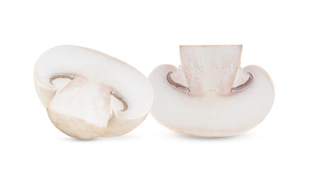 Fresh champignon mushrooms on white background