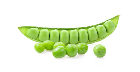 Green peas on white background