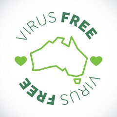 Australia map cornavirus free zone. Virus clear area.
