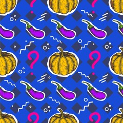 Thanksgiving Pumpkin Modern Holiday Pattern. Vector