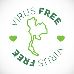 Thailand map cornavirus free zone. Virus clear area.