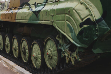 caterpillars of the Russian tank close-up