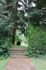 Einsamer Weg mit Treppe im Park