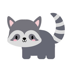 cute raccoon kawaii, flat style icon