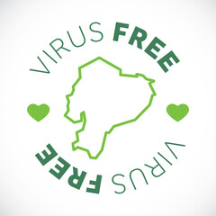 Ecuador map cornavirus free zone. Virus clear area.