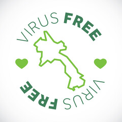 Laos map cornavirus free zone. Virus clear area.