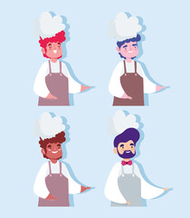 men chef professional occupation characters design icon