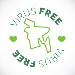 Bangladesh map cornavirus free zone. Virus clear area.