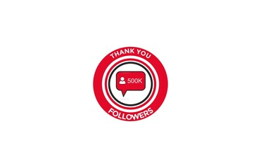 Thank you 500K Followers vector design template for social network app