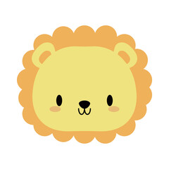 head lion baby kawaii, flat style icon