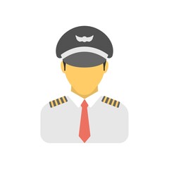 Aircraft pilot icon in flat design style. Airplane captain sign.