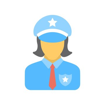 Police woman or female police officer avatar icon isolated on white background. Law enforcement officer, sheriff sign.
