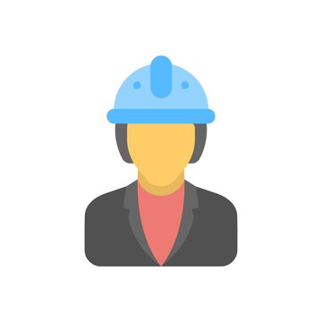 recommend clip art: Female engineer with hard hat icon. Builder, construction worker wearing helmet illustration. Flat design.