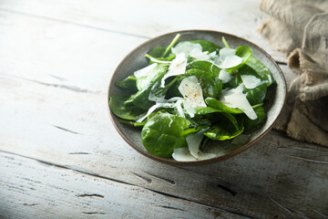 Healthy spinach salad with cheese