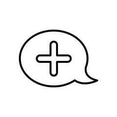 speech bubble with medical cross icon, line style