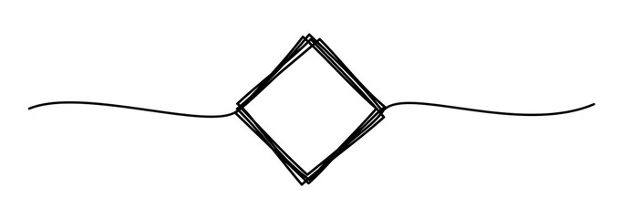 Tangled banner with scribbled square hand drawn with thin line