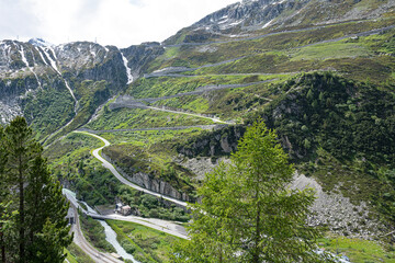Grimselpassstrasse ob Gletsch, Goms, Kt. Wallis, Schweiz