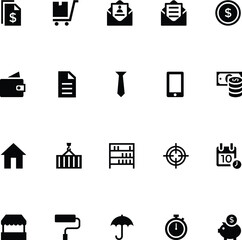 Pack of Trade Vector Glyph Icons 