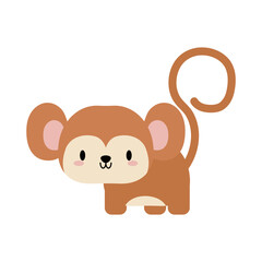 cute monkey baby kawaii, flat style icon