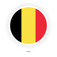 Fototapeta premium Belgium circle flag icon with shadow on white background. Belgium circular flag icon isolated on white background.