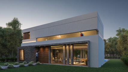 Fototapeta premium modern house in the park